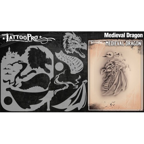 Airbrush Tattoo Pro Stencil Medieval Dragon (Medieval Dragon)